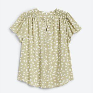 Fun2Fun Linnette Split Neck Smocked Blouse, 1X
